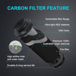 iPower 4 Inch 195 CFM Upgrade Inline Fan, Air Carbon Filter, 8 Feet Ducting Speed Controller Rope Hanger, Exhaust Blower for Grow Tent Ventilation