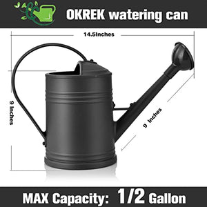 OKREK Watering Cans for House Plants, Small, Indoor/Outdoor Plants Garden Flower (1/2 Gallon, Black)