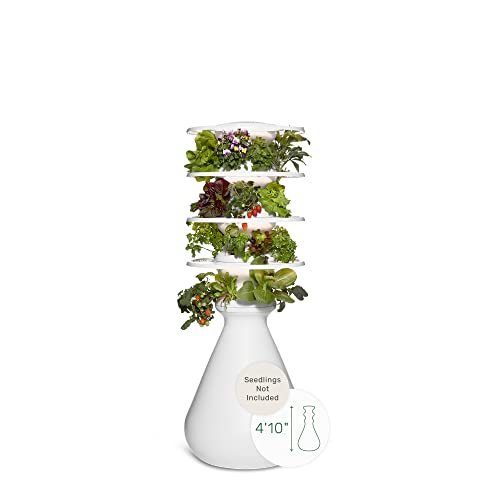 Lettuce Grow Farmstand with Glow Rings (Farmstand Only, No Seedlings Included) | 24-Plant Hydroponic System | Vertical Garden | Large Home Garden w/Self Watering Pump, BPA-Free Food Grade | 4’ 10”