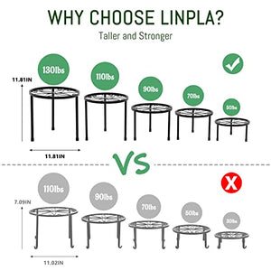 Linpla 5-Pack Decent Metal Plant Stands, Heavy Duty Flower Pot Stands for Multiple Plant, Anti-Rust Iron Plant Pot Shelf, Decoration Racks for Home Indoor and Outdoor (5 Pack Black)