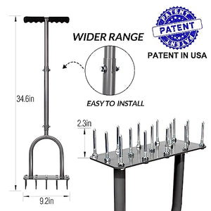 Walensee Lawn Aerator Spike Metal Manual Dethatching Soil Aerating Lawn with 15 Iron Spikes, Pre-Assembled Grass Aerator Tools for Yard, Lawn Aeration, Garden Tool, Revives Lawn Health, Patent Pending