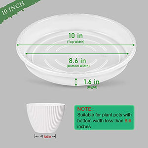 SupKing Plant Saucers 6 Pack of 10 Inch,Sturdy Plastic Plant Drip Trays, Durable Clear Flower Plant Pot Saucer,Perfect Waterproof Plant Tray for Indoor and Outdoor(10'')