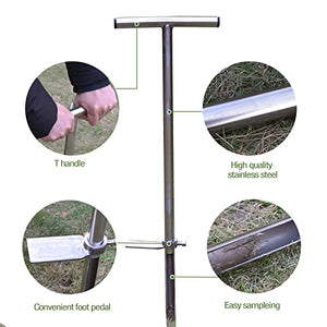 36" Soil Probe, Stainless Steel Soil Sampler Probe with Foot Pedal and Reusable Sample Bags, Soil Test Kits for Lawn Plant Garden Farm Soil Sampling