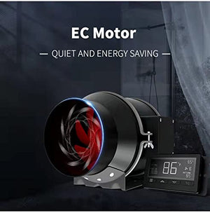 Dr.thermal Inline Duct Fan with Temperature Humidity Controller, Quiet 4” inline fan,PWM- EC-motor, Quiet 28dBA,Ventilation Exhaust Fan for Grow Tents, Hydroponics etc.