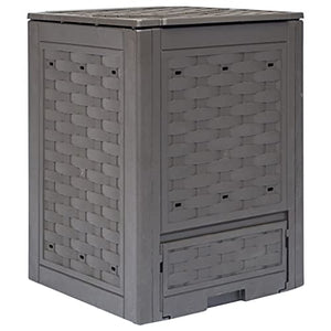 Compost Bin | Garden Composter Bin | Outdoor Composting Box for Backyard Yard Patio Outside | Brown Plastic with Rattan Look | 23.6" x 23.6" x 32.7" 79.3 Gallon by FurturHome