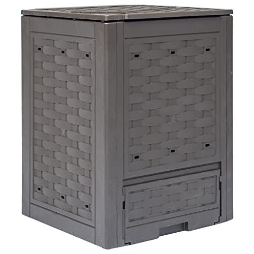 Compost Bin | Garden Composter Bin | Outdoor Composting Box for Backyard Yard Patio Outside | Brown Plastic with Rattan Look | 23.6" x 23.6" x 32.7" 79.3 Gallon by FurturHome