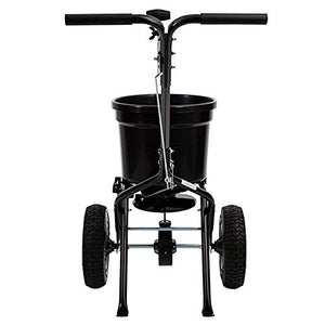 Brinly P20-500BHDF-A Push Spreader with Side Deflector Kit and Hopper Grate, 50 lb. Capacity, Matte Black