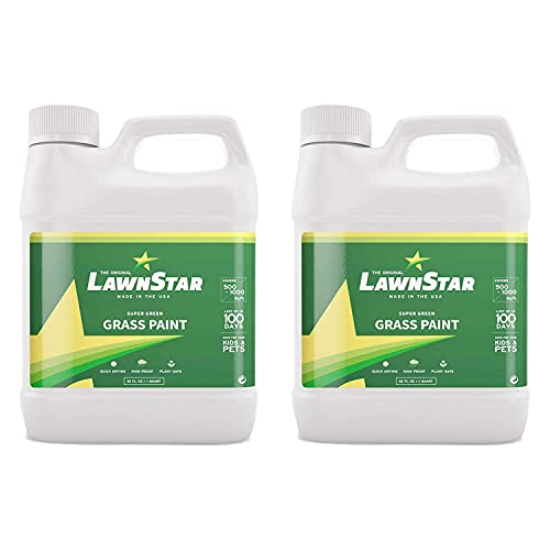 LawnStar Grass Lawn Plant Safe Paint Concentrate Retouch Colorant for Dead Dry Grass with 500-1,000 Square Ft Coverage, 32 Ounce, Lush Green (2 Pack)