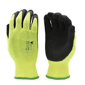 G & F 1516 12 Pairs Pack Premium High Visibility Low emissions Green Work and gardening Gloves for Men and Women.MicroFoam Textured Coated Palm and Fingers Gloves for Gardening Work,Size Large,Green