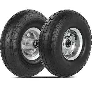 2 Pack 4.10/3.50-4" Pneumatic Air Filled Heavy-Duty Wheels/Tires,10" All Purpose Utility Wheels/Tires for Hand Truck/Utility Cart/Garden Cart,5/8" Center Bearing,2.25" Offset Hub…