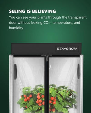 STAYGROW 2000D 2x2 Grow Tent with Full View Transparent Door, Industry-Leading Highest Density Mylar Canvas 24"x24"x48" Tents, Easy Assembly 2x2x4 with Strong Zipper for Indoor Plants Growing