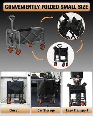 IFOKER Beach Cart Large Capacity, Heavy Duty Folding Wagon Portable,Collapsible Wagon for Sports, Shopping, Camping