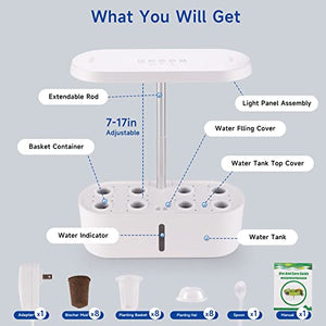 Hydroponics Growing System 8 Pods, Indoor Herb Garden, Plant Growing Gardening kit, 25W 3 Color Plant Growth Light, Smart Cycle Timing Function, Up to 7in Height, Gift for Family Home Kitchen