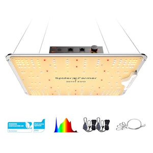 Spider Farmer SF1000 LED Grow Light with Samsung LM301H EVO & Dimmable Lighting Full Spectrum Grow Light for Indoor Plants Veg Bloom Growing Lamps for 2x2/3x3 Grow Tent 3.14 umol/J Efficiency