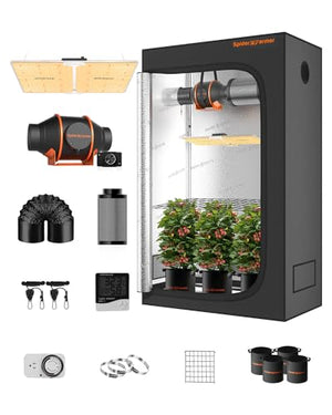 Spider Farmer 2023 Update 4x2 Grow Tent Kit Complete SF-2000 LED Grow Light with Samsung LM301B Diodes & Dimmable 24" x 47" x 71" Growing Tent 4 Inch Inline Fan Ventilation System Grow Setup Kit