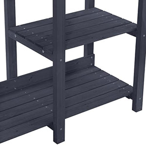 MUPATER Potting Bench Garden Table for Outdoors with Removable Stainless Sink, Planting Work Bench with Storage Shelves and Drawer, Grey