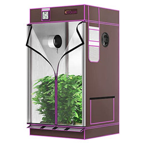 ATOUR 2x2 Grow Tent, 24"x24"x48''Highest Density 1680D Diamond Mylar with Double Transparent Viewing Door and Floor Tray for Hydroponic Indoor Plant Growing