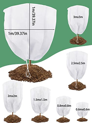 Abimars Plant Covers Freeze Protection Jacket 2.36 oz/yd², 3.3ft x 3.3ft Reusable Winter Drawstring Plant Covers with Zipper, Frost Cloth Plant Freeze Protection, 2 Pack