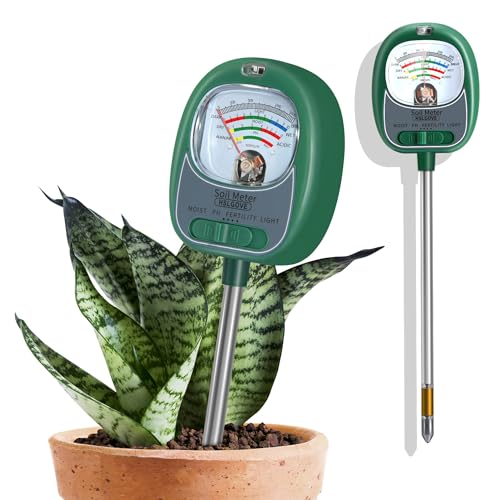 4-in-1 Soil Test Kit, Soil Moisture Meter/Soil PH Meter/Light/Fertility Soil Tester, Soil Hygrometer for Plant,Garden,Farm,Lawn Care Outdoor&Indoor Moisture Meter for House Plants (No Need Battery)