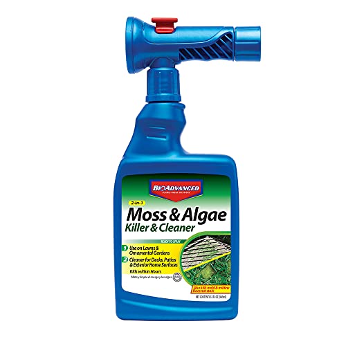 BioAdvanced 704710B 2-in-1 Moss and Algae Killer and Cleaner for Lawns, 32 oz, Ready-to-Spray