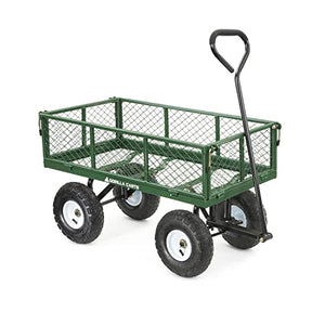 Gorilla Carts GOR400-COM Steel Garden Cart, Steel Mesh Removable Sides, 3 cu ft, 400 lb Capacity, Green