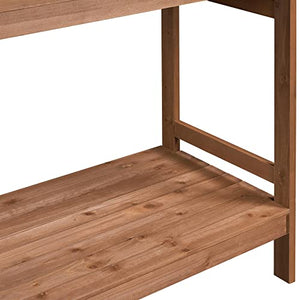 Topeakmart Outdoor Potting Bench -Patio Workstation & Wooden Planting Table with Open Storage Shelf/Polished Surface for Garden/Backyard