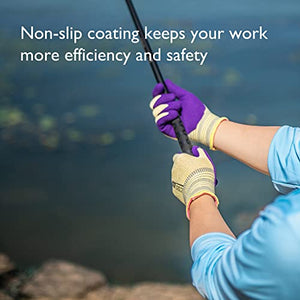 COOLJOB 2 Pairs Breathable Gardening Gloves for Women Small, Stretch Soft Modal Base with Non-slip Rubber Coating, Palm Dipped Grip Work Gloves for Gardener Worker in Lawn Yard Factory Garden