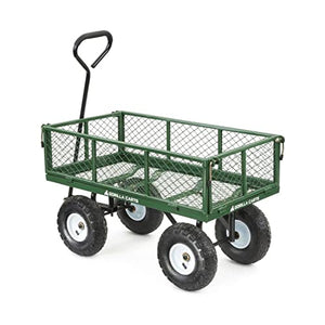 Gorilla Carts GOR400-COM Steel Garden Cart, Steel Mesh Removable Sides, 3 cu ft, 400 lb Capacity, Green