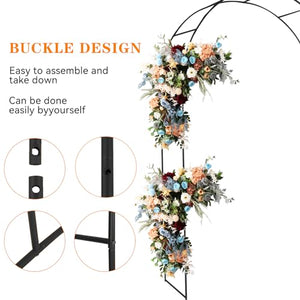 Adorox 7.5 Ft Metal Arch (Two Way Assemble) for Wedding Garden Bridal Party Decoration Arbor (Black)