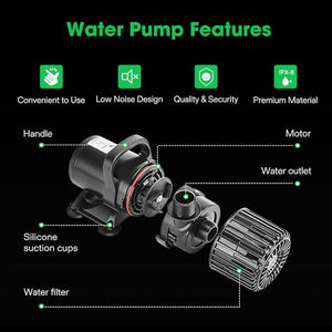 VIVOSUN 1600 GPH Submersible Water Pump, 100W Pond Pump, Ultra Quiet Aquarium Pump with 14FT. Lift Height for Pond, Waterfall, Fish Tank, Statuary, Hydroponic