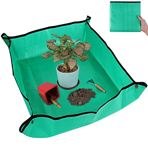 Plant Repotting Mat for Indoor Plants Potting Soil Mix, Waterproof Plant Repotting/Potting Tray, Potting Mat Gardening Tray Accessories for House Plants Succulents Cactus Bonsai Pots (26.8" x 26.8")