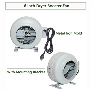 MYOYAY 6 Inch Inline Duct Ventilation Fan 440 CFM Duct Exhaust Blower Centrifugal Fan Turbine Fan for Grow Tent Grounded Power Cord