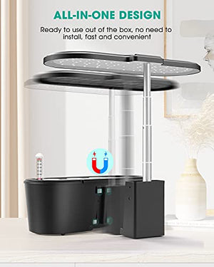 ZMHOO Hydroponics Growing System, Herb Garden Kit Indoor with 2 Led Grow Light Modes, Smart Timer Starter Kit, Adjustable Easy-to-Install Magnetic Light Rod for Home, Kitchen, Gardening