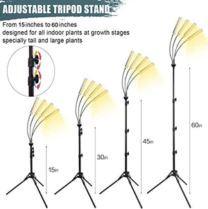 Grow Lights for Indoor Plants,Lxyoug Full Spectrum with 60" Extendable Tripod Stand,420 LEDs 200W Auto On/Off Timing Function Four-Heads Floor Plant Grow Light for Various Plants