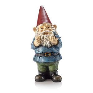 Alpine Corporation WAC406 Alpine Garden Gnome Holding Bird-Outdoor Decor, 5"L x 5"W x 12"H, Multi