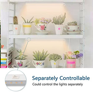 Barrina Grow Lights for Indoor Plants, Full Spectrum Sunlight, 1ft Plant Growing Lamp, LED Grow Light Bulbs, T5 Grow Light Strip, Plug and Play, Yellow, 4-Pack