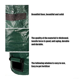 DQRICH Composting Bag，Reusable Leaf Lawn Bags，Collapsible Yard Waste Bags Compost Bins with Lid for Kitchen, 15 Gallon/34 Gallon Multifunction Gardening Container，Come with Gloves, Green