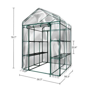 Greenhouse - Walk in Greenhouse with 8 Sturdy Shelves and PVC Cover for Indoor or Outdoor Use - 56 x 56 x 76-Inch Green House by Home-Complete