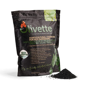 Horticultural Activated Charcoal for Plants by Olivette | Terrarium Horticulture Moisture Absorbers Supplies USDA Organic Certified Made from Recycled Olive Tree Byproducts 1 Qt Bag