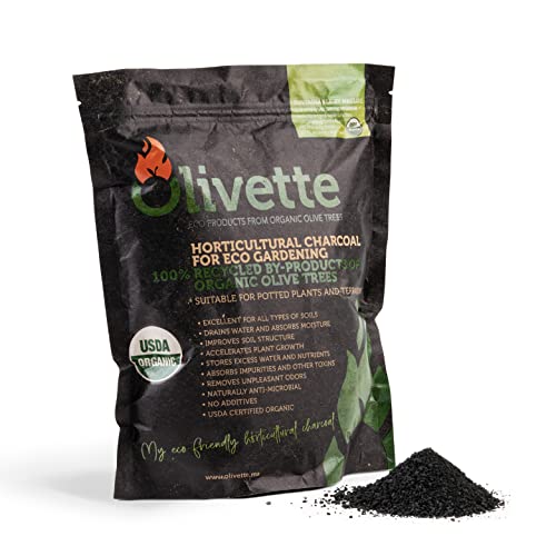 Horticultural Activated Charcoal for Plants by Olivette | Terrarium Horticulture Moisture Absorbers Supplies USDA Organic Certified Made from Recycled Olive Tree Byproducts 1 Qt Bag