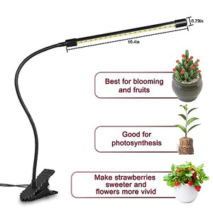 Grow Lights for Indoor Plants Growing, 6500K White LED Grow Lamp, 9 Dimmable Settings for Indoor Plants with White Spectrum, Adjustable Gooseneck, 3/9/12H Timer (Silver)