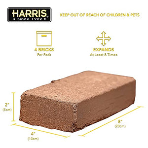 Harris Coco Coir Pith, 4 Bricks Expand to 9 Gallons of Coconut Coir to Promote Healthy Root Growth