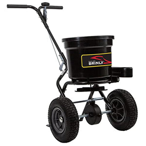 Brinly P20-500BHDF-A Push Spreader with Side Deflector Kit and Hopper Grate, 50 lb. Capacity, Matte Black