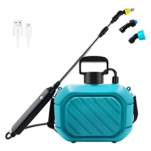 1.35 Gallon Battery Powered Sprayer, Electric Pump Sprayer with 3 Mist Nozzles and Telescopic Wand, Portable Water Sprayer in Lawn and Garden with USB Rechargeable Handle for Gardening, Cleaning