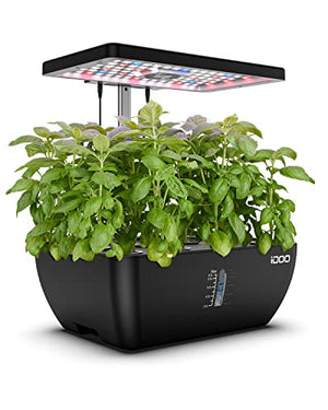 iDOO 12 Pods Hydroponics Growing System with 6.5L Water Tank, Hydro Indoor Herb Garden Up to 14.5", Plant Germination Kit with Pump System, Fan, Grow Light for Home Kitchen Countertop Gardening