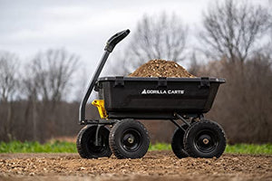 Gorilla Carts 7GCG-NF Heavy-Duty Poly Dump Cart with No-Flat Tires, 7 cu ft, 1200 lb Capacity, Black