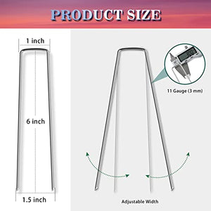 Gtongoko 6 Inch Galvanized Landscape Staples 120 Pack 11 Gauge Anti-Rust Ground Sod Pins Yard Stakes for Weed Barrier Fabric