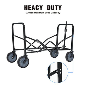 Moon Lence Collapsible-Wagon with Large Capacity, Utility Wagons Carts Heavy-Duty-Foldable, Portable Folding Wagon with All-Terrain Wheels, Garden Cart for Beach, Sports, Shopping, Camping