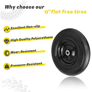 Tire Flat Free 14.5 Upgraded 4.00-6 Pneumatic Tire and Wheel, 13'' Residential Wheelbarrow Tires Replacement, Air Filled Wheel Assemblies with 5/8" and 3/4" Center Bearin (1, black)