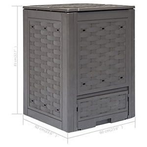 Compost Bin | Garden Composter Bin | Outdoor Composting Box for Backyard Yard Patio Outside | Brown Plastic with Rattan Look | 23.6" x 23.6" x 32.7" 79.3 Gallon by FurturHome